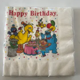 Beach Products 076526445229 Vintage Sesame Street Birthday Paper Luncheon Napkins Made In Usa