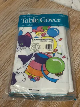 R1253tc Beach Vintage Lisa Frank Kitten Love Balloon Plastic Backed Tissue Tablecover 54x88 In