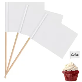 Beageruo 703052212970 200 White Blank Toothpick Flags Cheese Markers Charcuterie Picks Party Labels
