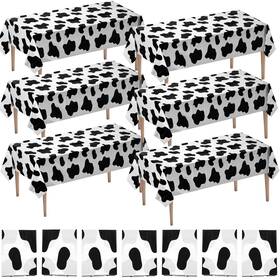 Bedwina 704751996574 Cow Print Tablecloth Pack Of 6 Pcs - 54 X 72 Inch Black And White