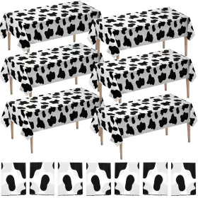 Bedwina 704751996574 Cow Print Tablecloth Pack Of 6 Pcs - 54 X 72 Inch Black And White