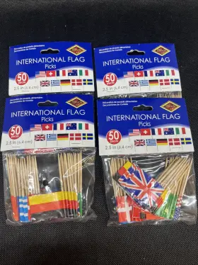 Beistle 034689601081 200pcs Mini Countries Toothpick Flags On Sticks