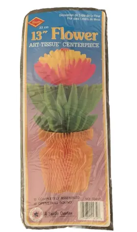 55659 Beistle Art Tissue Hawaiian Flower Centerpiece Honeycomb Vintage Usa