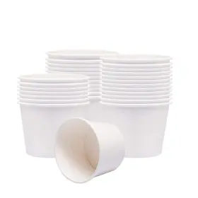 Belinlen 709951065341 Paper Ice Cream Cups Hot/cold Soup - 100 Count White 8 Oz