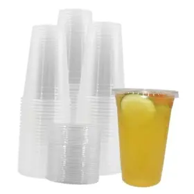 14187331 Benail 100 Sets 24 Oz. Plastic Crystal Clear Cups With Flat Lids For 24oz