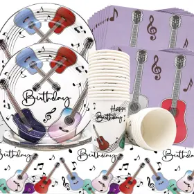 Y0003 Beneony Music Party Decoration 61pcs Paper Birthday Supplies Dinner Plate
