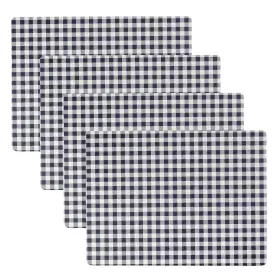 22125 Benson Mills Cork Placemats Set Of 12 Inch X 16 Rectangular Gingham Check Navy