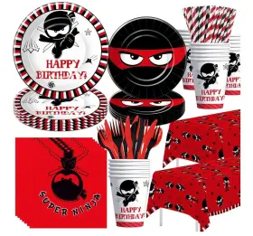Best Wishes 850045258375 Ninja Birthday Party Supplies Serves 24 Dinner Plates Dessert Cups Napkin