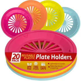 Hu-xi-74 Besti Reusable Plastic Paper Plate Holders 10 Inch 20 Piece Round Pl