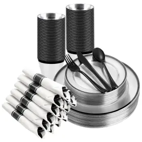 Bs-dtw-tmhs-175-jz Beststar 175pcs Clear And Black Disposable 175 Piece 25 Guests