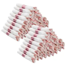 Dcsz-mgj100 Bestvip 100 Pack Pre Rolled Rose Gold Plastic Silverware Set Disposable Wrapped Cutl