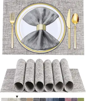 Beteam-jp-st0409th-9-6pcs Beteam Placemats Set Of 6 Woven Vinyl Placemat For Dining Table Pcs 01 Smoky Grey