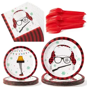 Bhronony 797085395298 Christmas Plates Napkins Tableware - 96pcs Funny Xmas Movie Party Forks Dinne