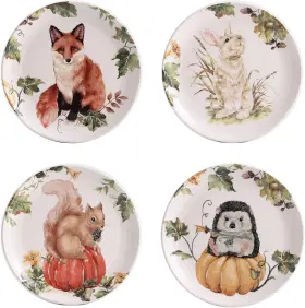 Spl4 Bico Woodland Critters Ceramic Salad Plates 8.75 Large