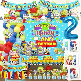 Twoin2 Bigkeoki Blue Clouds Cartoon Story 2nd Birthday Decor 2 To Infinity And Two Beyond Bda