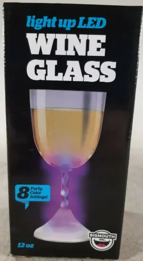 Bigmouth 718856155644 Light Up Led Wine Glass 12oz With 8 Party Color Settings By Inc