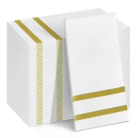Pn-150 Biocean 100 Pack Napkins Disposable Guest Towels Gold Line