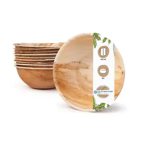 Biozoyg 260392216496 Palm Leaf Bowls 25 Pack 20 Oz Round Disposable Soup Compostable