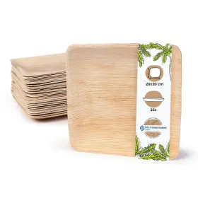 Biozoyg 260392218513 Diss 25 Pack 8 Inposable Platech Square Palm Leaf Plates Tableware Compostable D