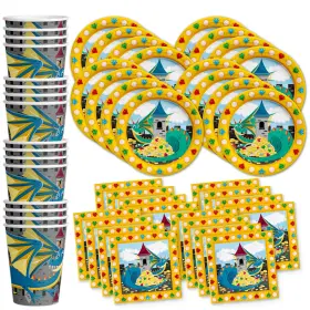 10101965 Birthday Galore Mythical Dragon Party Supplies Set Plates Napkins Cups Tableware Kit Fo