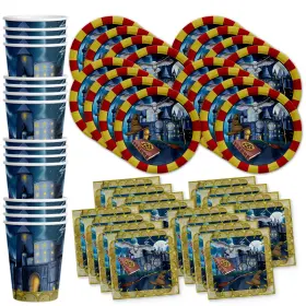 1s-72qd-bfrg Birthday Galore Wizard Castle Party Supplies Set Plates Napkins Cups Tableware Kit For