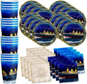 Birthday Galore 313038569501 Titanic Party Supplies Set Plates Napkins Cups Tableware Kit For 16