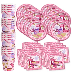 43235-142753 Birthday Galore Little Baker Party Supplies Set Plates Napkins Cups Tableware Kit For 1