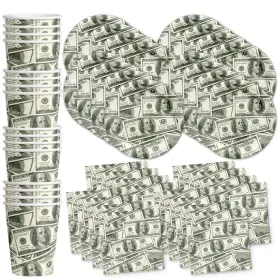 Birthday Galore 603016687229 Money 100 Dollar Bills Party Supplies Set Plates Napkins Cups Table