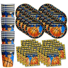 Birthday Galore 603016687236 Basketball Star Party Supplies Set Plates Napkins Cups Tableware Kit Fo