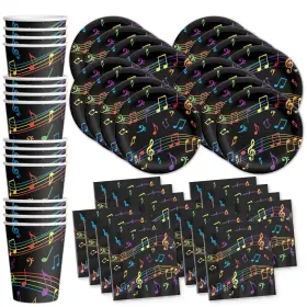 Birthday Galore 603016691134 Colorful Music Notes Party Supplies Set Plates Napkins Cups Tableware K