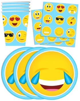 Birthday Galore 603016691769 Emoji Party Supplies Set Plates Napkins Cups Tableware Kit For 16