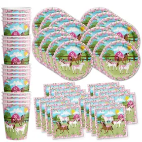 Birthday Galore 603016691929 Lovely Pink Horse Party Supplies Set Plates Napkins Cups Tableware Kit