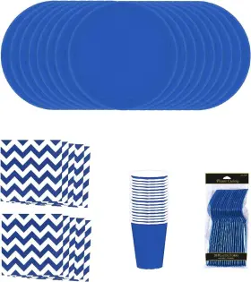Birthday Galore 790683110713 Royal Blue Party Supplies Tableware Kit For 16 Guests New