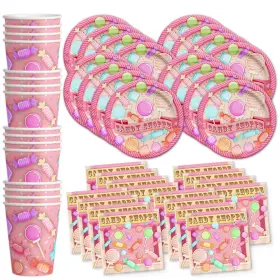 Birthday Galore 840106500024 Candy Shoppe Party Supplies Set Plates Napkins Cups Tableware Kit For 1