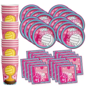 Birthday Galore 840106500093 I Love Volleyball Party Supplies Set Plates Napkins Cups Tableware Kit