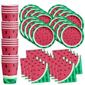 Birthday Galore 840106500147 Watermelon Party Supplies Set Plates Napkins Cups Tableware Kit For 16
