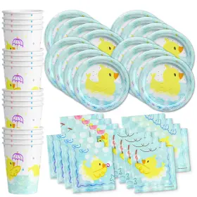 Birthday Galore 840106500369 Rubber Ducky Party Supplies Set Plates Napkins Cups Tableware Kit Fo