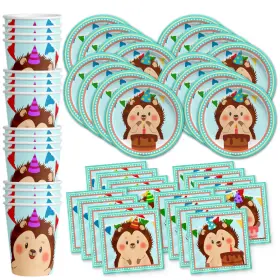 Birthday Galore 840106501380 Hedgehog Party Supplies Set Plates Napkins Cups Kit For 16