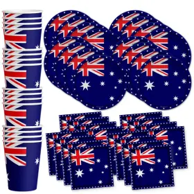Birthday Galore 840106501427 Australian Flag Australia Party Supplies Set Plates Napkins Cups Tab