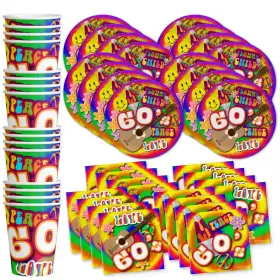 Birthday Galore 840106501502 60s Party Supplies Set Plates Napkins Cups Tableware Kit For 16