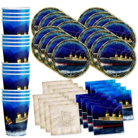 Birthday Galore 840106501717 Titanic Party Supplies Set Plates Napkins Cups Tableware Kit For 16