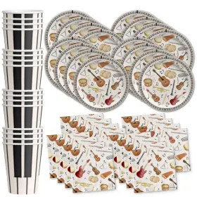 Birthday Galore 840106501823 Musical Instruments Party Supplies Set Plates Napkins Cups Tableware Kit For 16