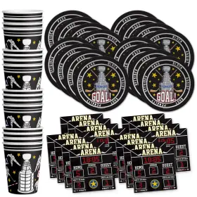 Birthday Galore 840106502721 Hockey Party Supplies Set Plates Napkins Cups Tableware Kit For 16