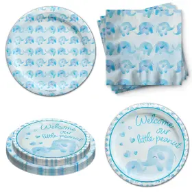 Birthday Galore 840106506408 Our Little Peanut Boy Baby Shower Party Supplies - Elephant Table