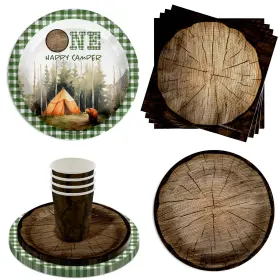 Birthday Galore 840106508020 64 Pcs One Happy Camper 1st Tableware Set Plates Napkins Cups Serves 16 Birthday Galore 840106508020 64 Pcs One Happy Camper 1st Tableware Set Plates Napkins Cups Serves 16