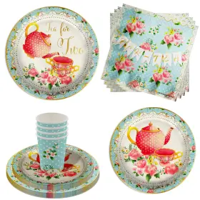 Birthday Galore 840106508297 Tea For Two 2nd Party Supplies Girls Second Tableware 64 Pcs