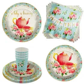 Birthday Galore 840106508327 Baby Brewing Shower Party Supplies Plates Cups Napkins Kit For 16 Guests