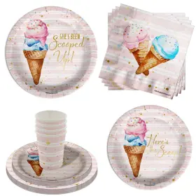 Birthday Galore 840106508372 Shes Been Scooped Up Ice Cream Bridal Shower Party Supplies - 64 Piece Summe