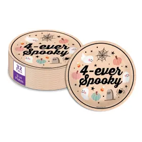 Birthday Galore 840106508594 Four Ever Spooky 4th Party Supplies - Halloween Plates Large