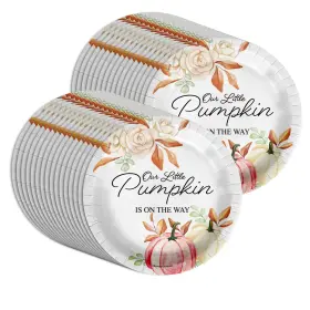 Birthday Galore 840106508624 Little Pumpkin On The Way Girl Baby Shower Party Supplies Large 9 Inch Paper Plat
